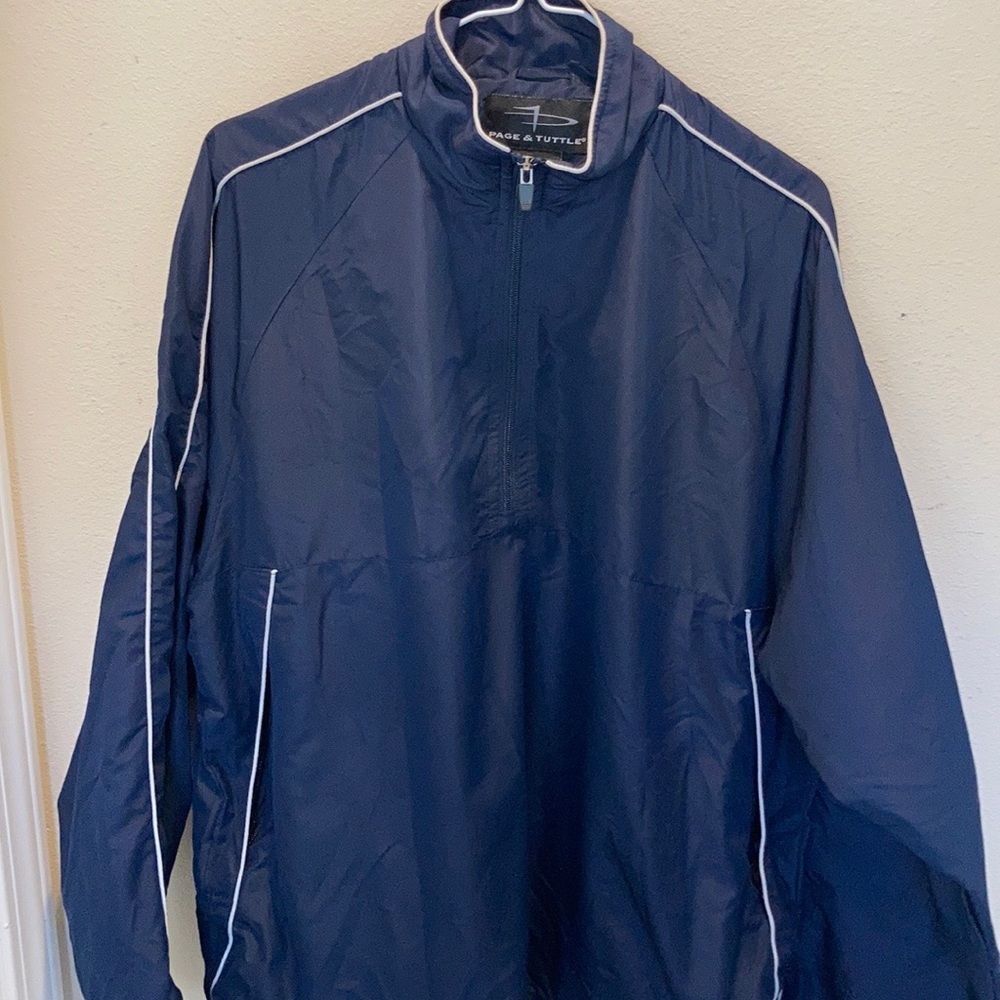 Page & Tuttle Medium Blue and White Windbreaker